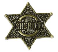 Healeved Broche Épingle Étoile de Shérif Hexagonale Vintage, Badge Décoratif pour Costume, Accessoire Rétro en Métal Fête et Cosplay Western