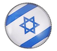Healeved Broche Israël Ronde en Métal 25 MM Épinglette Drapeau National en Alliage Métallique Argenté Accessoire Polyvalent pour Vêtements Paquet et Écharpes Bijou Broche Émaillée