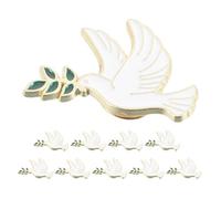 Healeved Broche Paix en Alliage de Zinc Blanc, Ornement avec Rameau D'olivier, Accessoire Polyvalent pour Femmes, Lot de 10 Pièces, Adapté Port Quotidien et Occasions Formelles