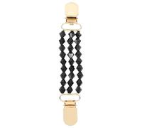 Healeved Broche pour Pull Femme Noire Fausses Perles Pince à Châle Vintage Chaîne Anti-Dévoilement Accessoire Polyvalent pour Cardigan Robe et Chemise Maintien Sécurisé et Élégant