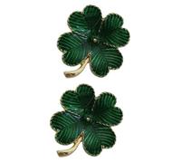 Healeved Broche Trèfle à Quatre Feuilles Vintage en Alliage Vert, Accessoire Décoratif Élégant pour Cérémonies et Mariages, Lot de 2 Pièces