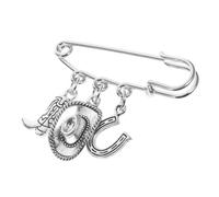 Healeved Broche Western Chapeau de Cowboy Métallique Pinces à Foulard Femme Accessoire Mode pour Veste Pull Cardigan Chic Vintage