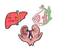 Healeved Broches Humoristiques Organes en Métal Lot de 3 Pièces Épingles Décoratives Cœur Poumon Adultes pour Paquet Vestes Présent Original