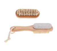 Healeved Brosse à Ongles et Pieds en Bois Petite Taille Gamme Double Action Exfoliante pour Adultes Soin Spa Maison Pierre Combinée Naturelle