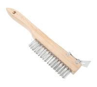 Healeved Brosse Métallique à Main en Fil D’acier Inoxydable Manche en Bois, 4x16 Cm, Décapant à Peinture et Rouille, Outil Multifonction pour Nettoyage Industriel et Domestique