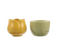 Healeved Brûleur D'aromathérapie en Céramique Forme Tulipe Diffuseur D'huiles Essentielles Grand Volume pour Maison Salon Décoration Élégante