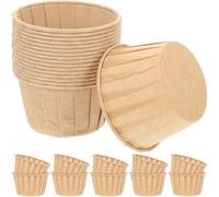 Healeved Caissettes à Cupcakes Jetables en Papier Épais Résistantes à L'huile, Couleur Naturelle, 50 Pièces, Moules à Pâtisserie pour Cuisson, Emballages pour Fête et Usage Quotidien