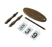 Healeved Calendrier Perpétuel de Bureau en Bois Rustique Rabats Réglables Base Ovale Démontable Calendrier Journalier Réutilisable Style Nordique Accessoire Décoratif pour Bureau et