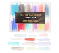 Healeved Capsules D’ongles en Acrylique Longs 144 Pcs, Extensions Préformées de Cercueil Transparentes, Faux Ongles Couvrants sans Papier, Kit Manucure Polyvalent pour Nail Art et Pose