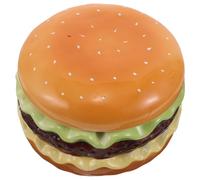 Healeved Cendrier coupe-vent avec couvercle : Cendrier en céramique en forme de hamburger - Figurine de collection artistique - Décoration pour la maison et le bureau - Porte-cendres pour fumeurs
