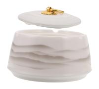 Healeved Cendrier en Porcelaine Blanc avec Couvercle Petit Cendrier Couvert Anti-Odeurs pour Bureau Terrasse ou Balcon pour Fumeurs Design Chinois Élégant Facile à Nettoyer