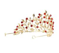 Healeved Cerceau de tête de couronne de diamant rétro couronnes de mariée diadème pour les femmes diadèmes de mariage pour la mariée Tiare Alliage de zinc rouge