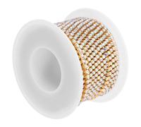 Healeved Chaîne de Strass Dorée 2,5 Mm Ab 9 Mètres Rouleau, Garniture en Strass pour Couture, Décoration Bijoux DIY et Vêtements, Bandes Décoratives pour Mariage et Artisanat