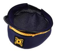 Healeved Chapeau de Capitaine de Yacht en Polyester Léger et Confortable, Style Décoratif Marine Bleu Marine, pour Vacances et Halloween, Taille M 56-58cm