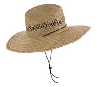 Healeved Chapeau de Paille Tressé à Larges Bords, Chapeau de Soleil Rustique en Paille Légère et Respirante, Couvre-chef Pratique pour Extérieur, Style Campagne Bande Tissée Kaki,