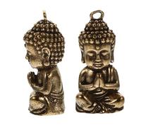 Healeved Charme de Bouddha en Laiton 2pcs Pendentifs Suspendus pour Fabrication de Bijoux Élégants et Porte-clés Présents Style Chinois Authentique