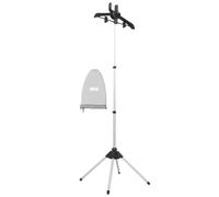 Healeved Cintre de Repassage Pliable Noir Support Vapeur à Pied en Alliage D'aluminium, Système Multifonction Rapide à Installer pour Jupes et Vestes en Déplacement Professionnel