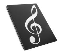 Healeved Classeur de Partitions A4 Spirale 20 Feuilles 40 Faces en Plastique Noir Motifs Notes de Musique Argentées Organiseur Léger et Réutilisable pour Rangement et Transport de
