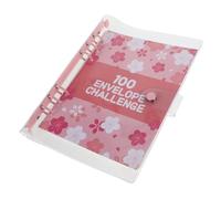 Healeved Classeur D'épargne à Feuilles Mobiles avec Enveloppes pour Défi 100 Jours, Planificateur Budgétaire Portable en Plastique Rose, Suivi des Économies