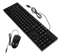 Healeved Clavier et Souris Filaire USB Noir 104 Touches, Fabrication Soignée en Abs, Design Moderne Élégant, Ensemble Plug and Play pour Ordinateur Portable