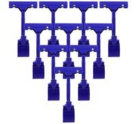 Healeved Clip de Marchandise Bleu en Plastique T de Double Pince, Porte-panneau Polyvalent Rotatif, 10pcs pour Étiquettes de Rayon en Supermarchés et Expositions