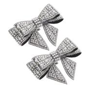 Healeved Clips Décoratifs pour Chaussures Nœud en Perles Synthétiques et Cristaux Noirs - Accessoires Amovibles pour Talons Hauts et Robes de Soirée - Décoration Élégante et Brillante -