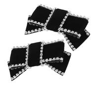 Healeved Clips Nœud en Velours avec Cristaux Bijoux Décoratifs pour Chaussures Accessoires Amovibles pour Escarpins et Chaussures de Mariage Ornements Élégants Noirs