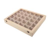 Healeved Coffret de Rangement en Bois avec 30 Compartiments et Couvercle Transparent, Boîte de Rangement pour Spécimens Minéraux, Organisateur pour Collection de Roches et Cristaux,