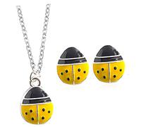 Healeved Collier à Breloques Et Boucles D'oreilles De Scarabée à 7 Points Argentées, Kit De Bijoux Créatifs Pour Femmes, Décoration Élégante Pour Tenue Quotidienne