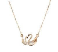 Healeved Collier à double cygne colliers en forme de cygne femme de e pour femme décor de cou en forme de e pendentif e Doré