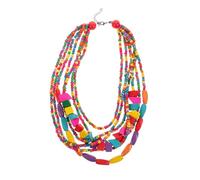 Healeved Collier Africain Bohème en Bois de Noix de Perles Colorées, Style Vintage Exagéré, Multi-rangs pour Femmes, pour Porter Quotidien Soirée