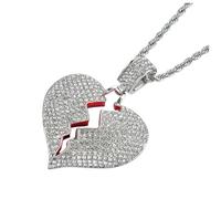 Healeved Collier Couple Pendentif Cœur Brisé Brillant Alliage Argenté Résistant Rouille Bijou Élégant pour Mariage et Occasions Spéciales