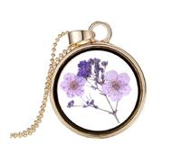 Healeved Collier de fleurs séchées Chaîne de clavicule collier créatif femme femme fleur bijoux Violet,mauve