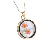 Healeved Collier De Fleurs Séchées Collier Créatif Femme Chaîne De Clavicule Femme Fleur Bijoux Orange