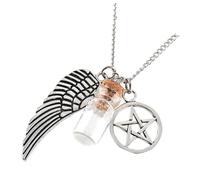 Healeved Collier de Noël Étoile à Cinq Branches Pendentif Chance Pot à Sel Verre Collier Cadeau Créatif