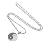 Healeved Collier Homme Acier Inoxydable avec Pendentif Tai Chi Rond Noir et Blanc Symbole Feng Shui Spirituelle Chaîne Légère et Résistante à Eau