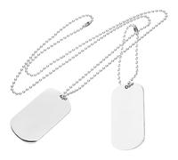 Healeved Collier Homme en Acier Inoxydable Pendentif Double Plaque Militaire, Chaîne Argentée, Plaques D'identité Gravables, Style Dog Tag, Accessoire Mode Masculin, Présent Père Fils