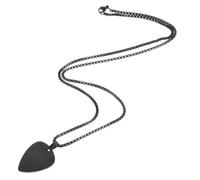Healeved Collier Médiator Guitare en Acier Inoxydable Noir Pendentif Cœur Chaîne Clavicule Unisexe Bijou Musical Hypoallergénique pour Hommes et Femmes Accessoire Mode au Quotidien