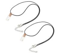 Healeved Collier Pendentif Bouteille en Verre Graines de Moutarde, 2 Pièces, Cordon Cuir PU, Bijoux Religieux Féminins Unisexe, Symbole de Foi, Présent Chrétien pour Baptême et