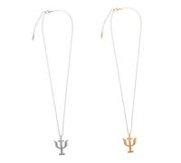 Healeved Collier Pendentif Psychologique en Acier 2Pcs Bijoux pour Femme Design Minimaliste Solide Couples