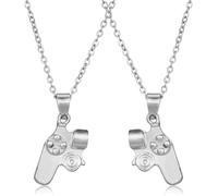 Healeved Collier pour Couples en Alliage Argenté, Chaîne en Acier Inoxydable, Pendentif Manette, Longueur Ajustable, Bijou Amitié pour Hommes et Femmes, Présent pour Amoureux