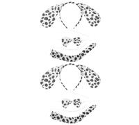 Healeved Costume D'halloween Dalmatien 2 Ensembles Costume De Chiot Chien Oreilles De Chien En Peluche Bandeau Nœud Queue Animal Habiller Accessoires Pour Adultes Enfants