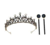 Healeved Couronne Baroque Diadème De Bal Boucles D'oreilles De Mariée Boucles D'oreilles Diadème Baroque Diadèmes De Reine Baroques Bandeau Princesse Coiffure De Mariée Perruques Alliage