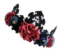 Healeved Couronne de Fleurs en Tissu Élastique Style Reine des Ténèbres Bandeau D'halloween Léger et Facile à Porter pour Fête et Parc de Loisirs