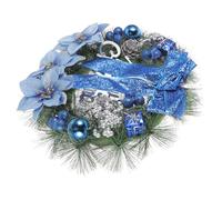 Healeved Couronne de Noël en Pin Artificielle Ronde 30 Cm Bleue Pommes de Pin Colorées et Baies Décoratives, Pendentif Suspendu Réutilisable pour Décoration Murale Intérieure