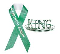 Healeved Couronne de Roi pour Anniversaire avec Sash Diadème Éblouissant pour Hommes Accessoire de Fête Réutilisable Décoration Anniversaire Festive avec et