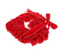 Healeved Couronne Décorative de Cœur 40 CM en Tissu Roses Artificielles Rouges pour Décoration Saint-Valentin Mariage et Fête Guirlande Suspendue Romantique pour Porte et Mur