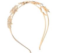 Healeved Couronne Déesse Dorée Double Couche, Bandeau Étoile et Lune pour Fille, Accessoire Cheveux pour Noël et Événements Festifs