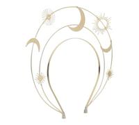 Healeved Couronne Grecque Dorée Trois Couches Étoiles et Lune Serrage-Tête Artisanal Léger pour Fête D’Anniversaire Bal de Promo et Cosplay Accessoire Cheveux Féminin Élégant et