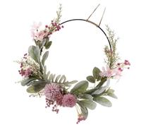 Healeved Couronne Suspendue Artificielle Rose en Plastique et Fer Apparence Réaliste et Longue Durée pour Décoration de Porte Extérieure et Fenêtre